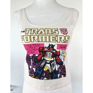 Off White Transformer Graphic Tank Top Sleeveless Summer Beach Y2K W‎ Sz S